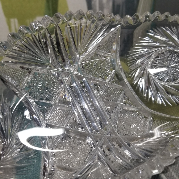 Crystal Dish Candy Dish Pickle Dish With Windmill Pattern Crystal Clear - Picture 7 of 9